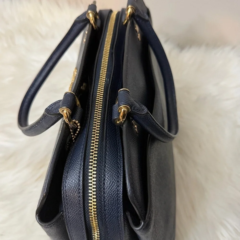 Vintage Coach Dark Blue Satchel with Gold Accents#91493